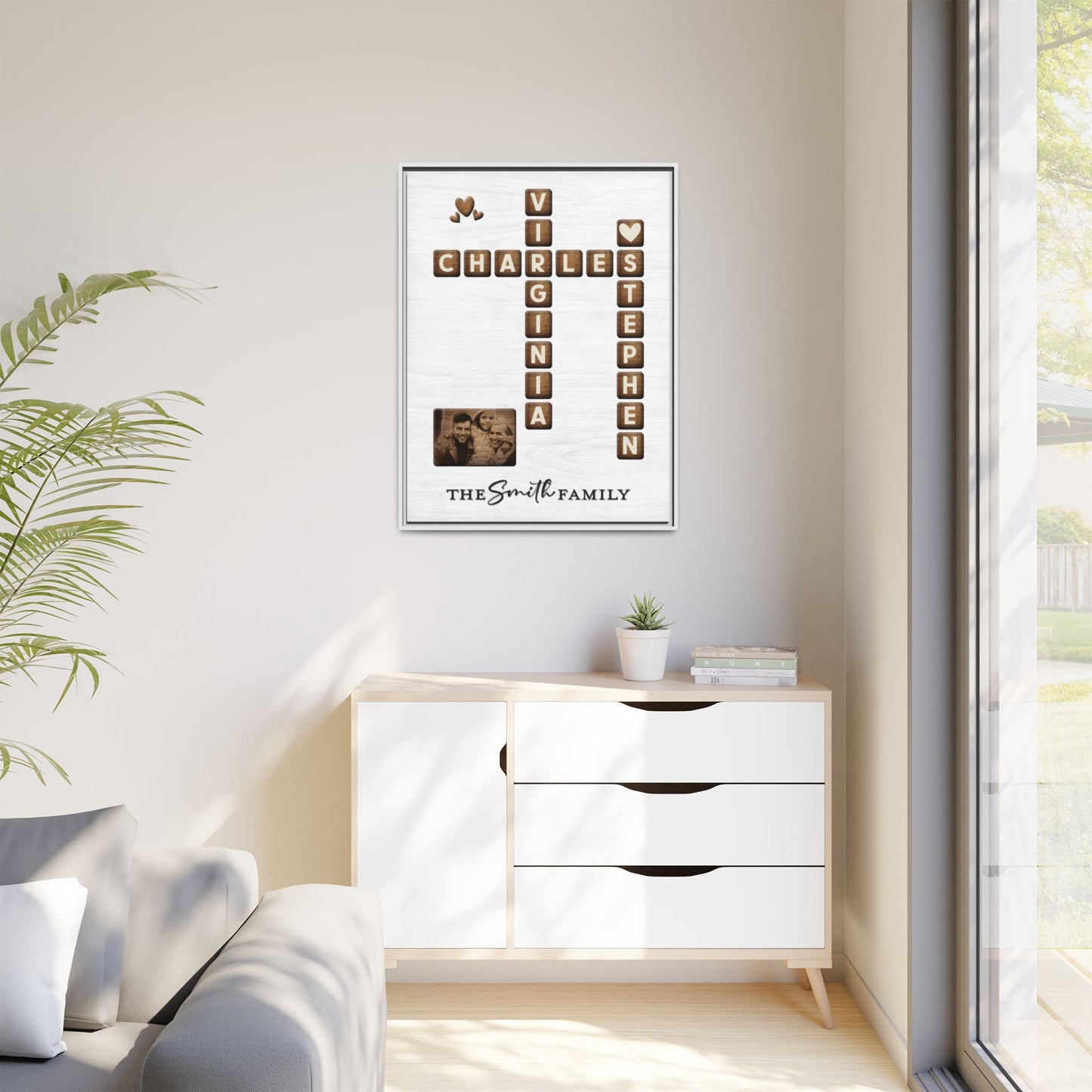 Personalized Family Name Sign Scrabble - Custom Family Name Scrabble Wall Art - Wooden Textured Family Keepsake Poster - Unique Home Décor & Gift