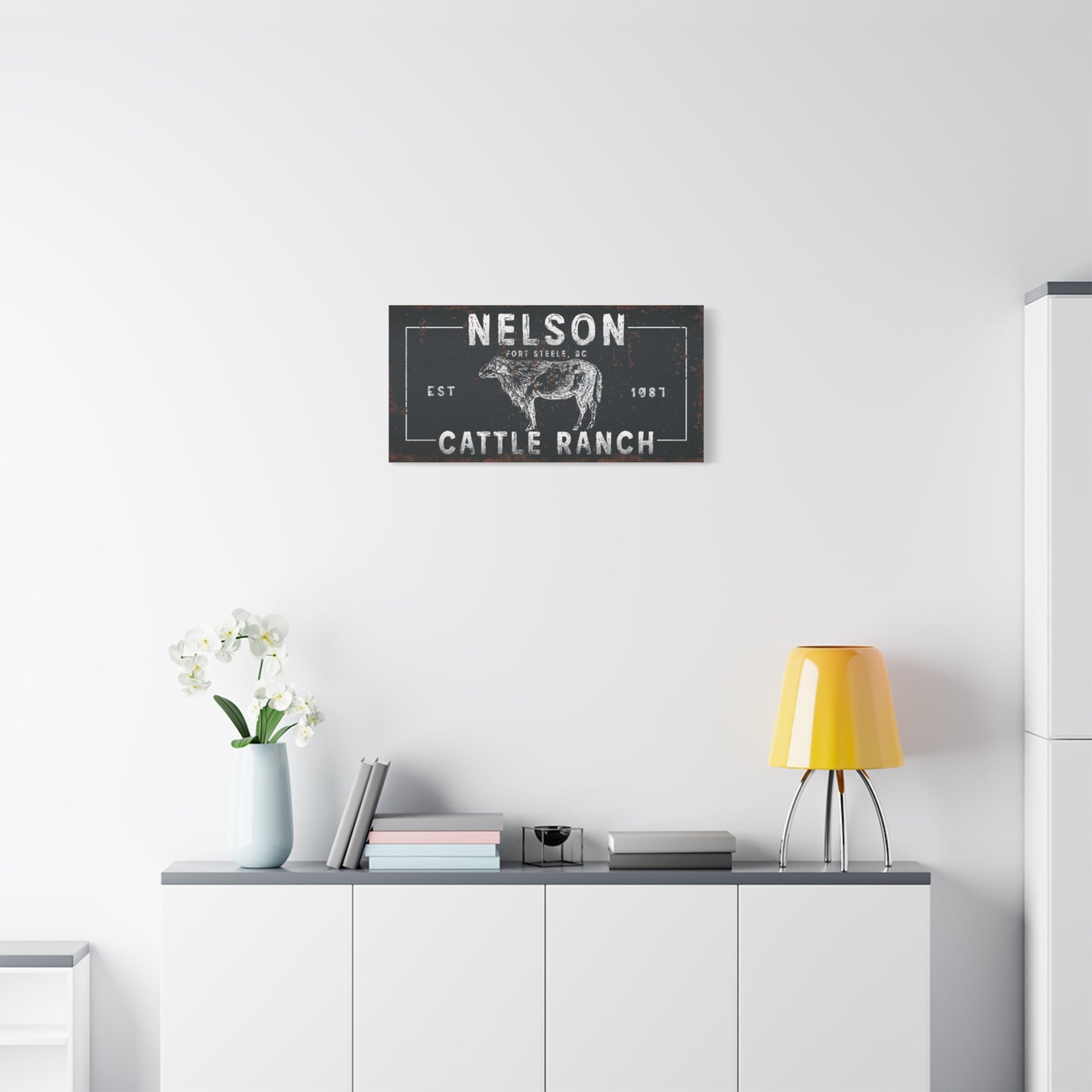 Personalized Farmhouse Signs - Custom Farmhouse Signs – Fluffy Highland Cattle Ranch Decor – Rustic Floral Watercolor Cow Print – Scottish Farm Animal Poster – Gift for Mum, Dad, Grandparents, or Housewarming