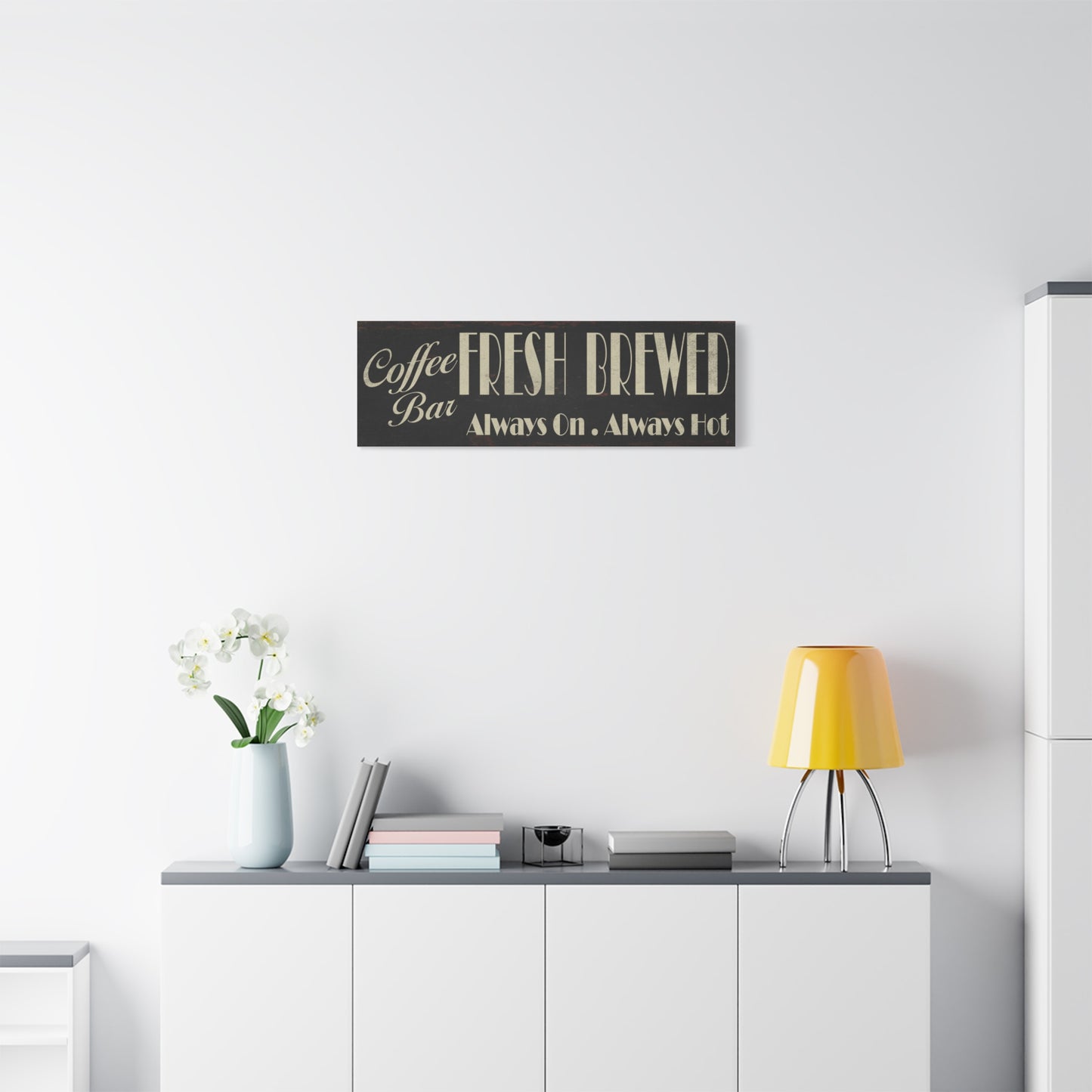 Custom Fresh Brewed Coffee Bar Sign - Personalized Rustic Vintage Style Coffee Wall Sign for Kitchen, Cafe, Office, or Home Bar