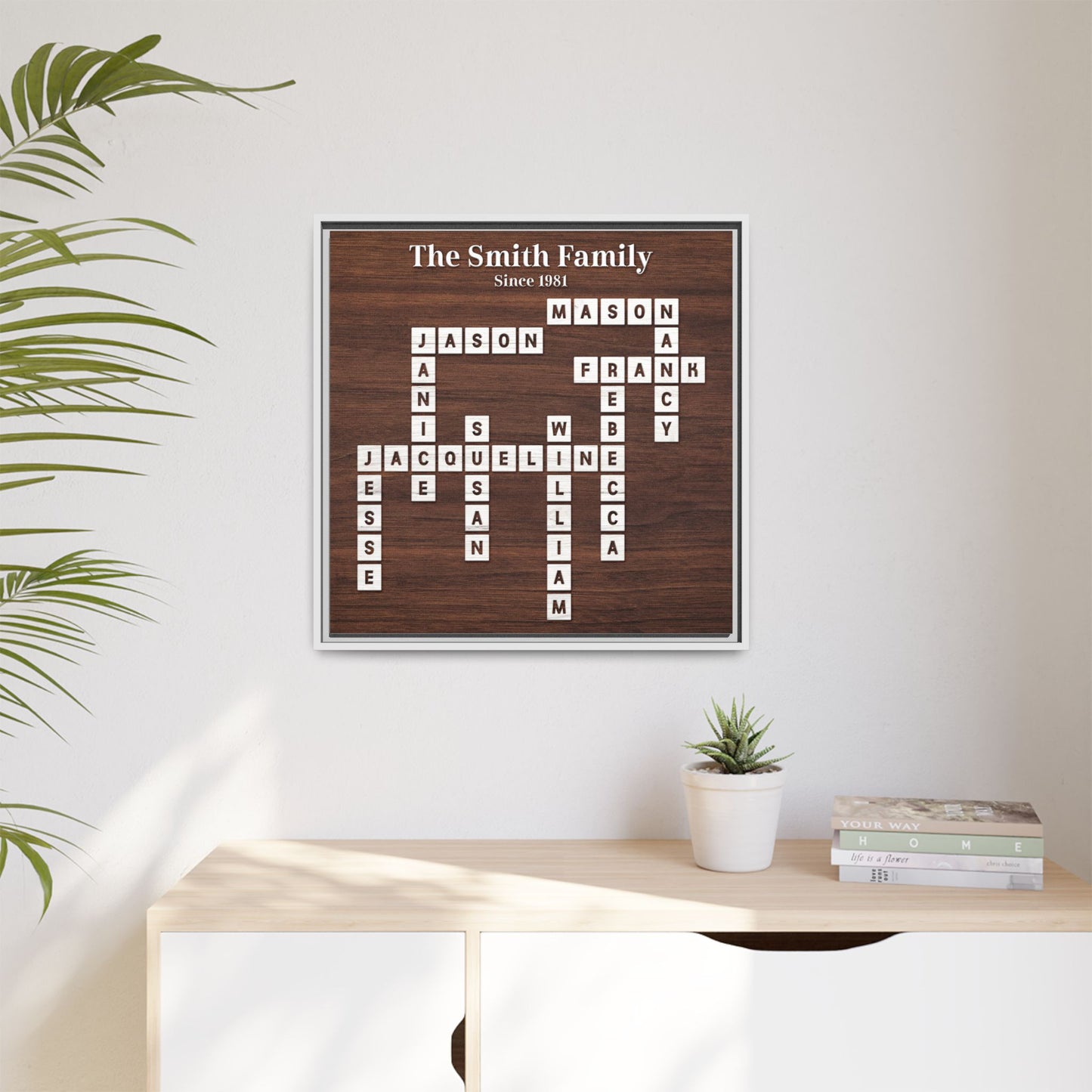 Personalised Scrabble Family Name Sign - Custom Family Tree Name Frame with Letter - Unique Scrabble Art Keepsake for Christmas, Weddings, Anniversaries & Family Gifts
