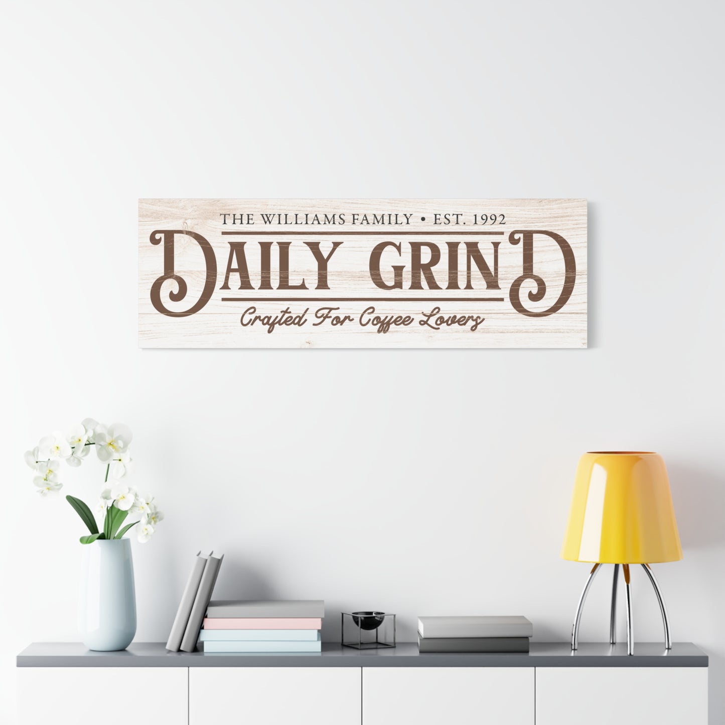Custom Coffee Bar Sign - Personalized Daily Grind Coffee Bar Sign - Rustic Canvas for Coffee Lovers - Vintage-Inspired Coffee Station Décor