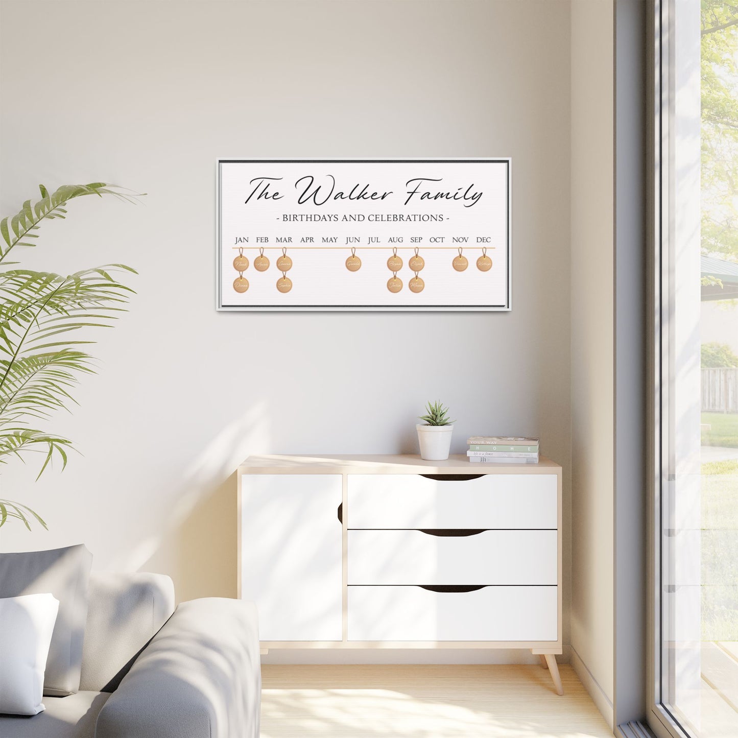 Personalized Family Name Sign with Kids Names | Custom Sign Boards for Family Birthdays and Celebrations | Kids Birthday Calendar Sign