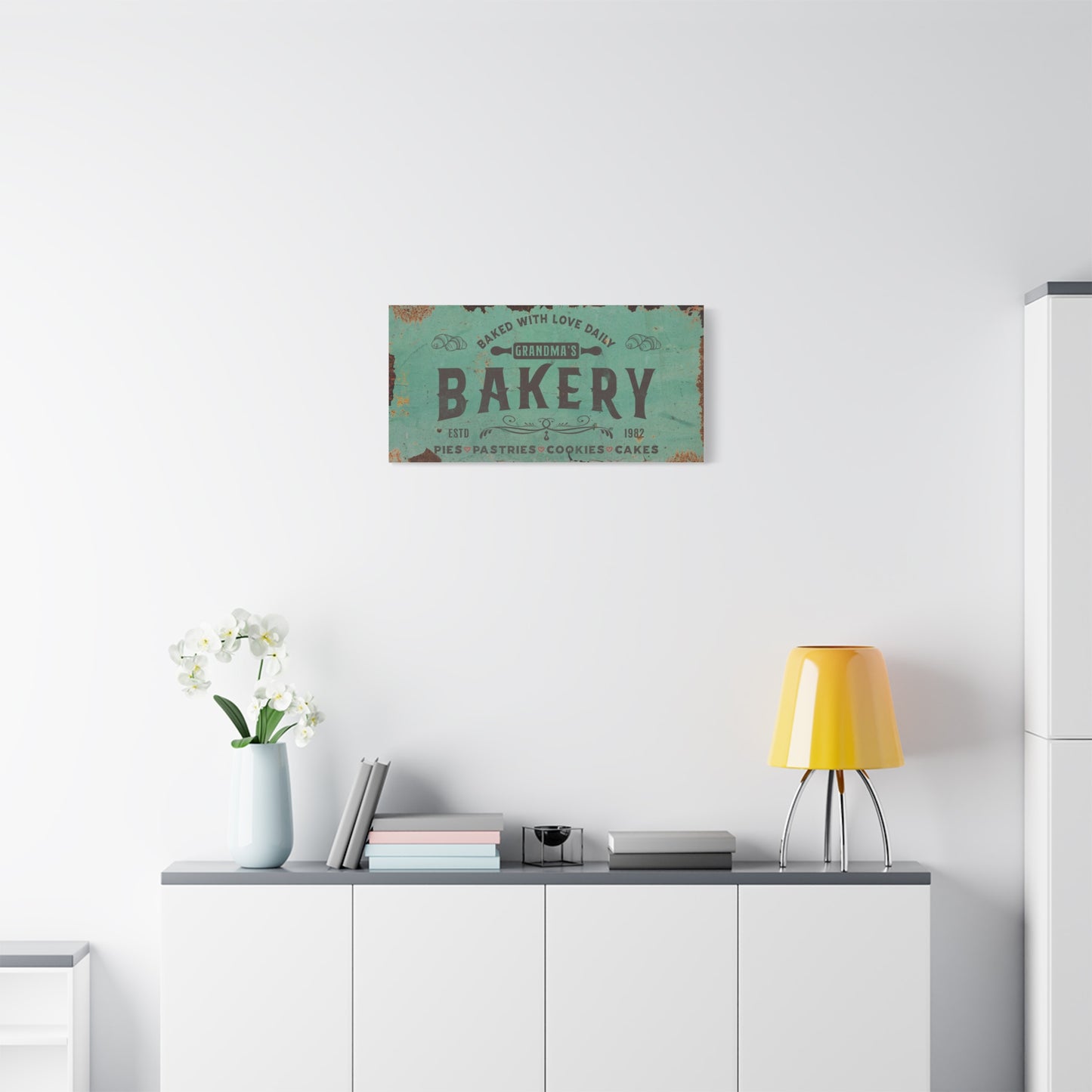 Custom Bakery Sign – Personalized Bake Shop Open Sign, Vintage Rustic Kitchen Decor, Premium Quality Bakery Wall Art, Custom Baking Gift for Bakers, Beach House & Farmhouse Kitchen Decoration