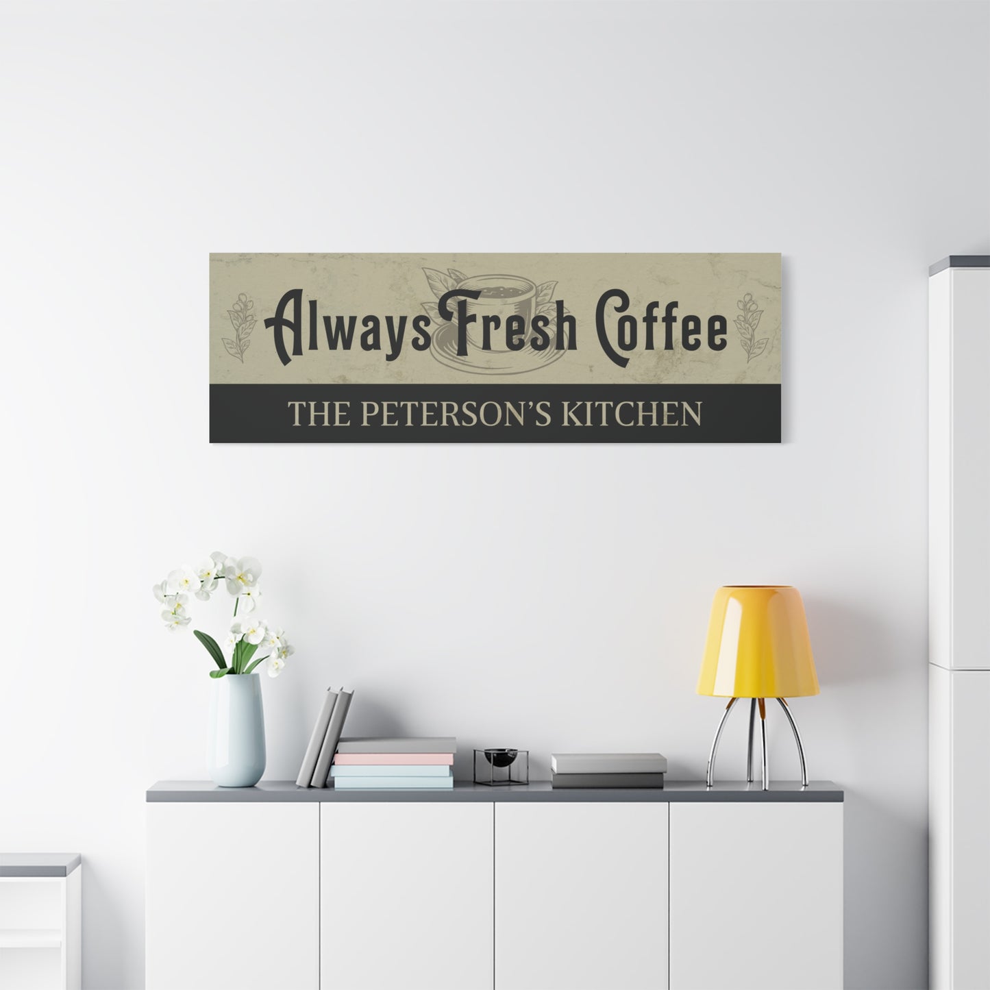 Personalized Rustic Coffee Sign for Kitchen Decor - Customizable Cafe Barista Shop Sign - Fresh Hot Coffee Bar, Coffee Shop, Restaurant & Home Bar Decoration