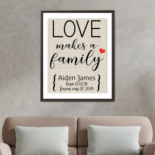 Personalized Adoption Day Sign - Custom Adoption Gift - Family Wall Decor for Adopting Baby, New Home, or Wedding - Thoughtful Gift for Housewarming or Bridal Shower
