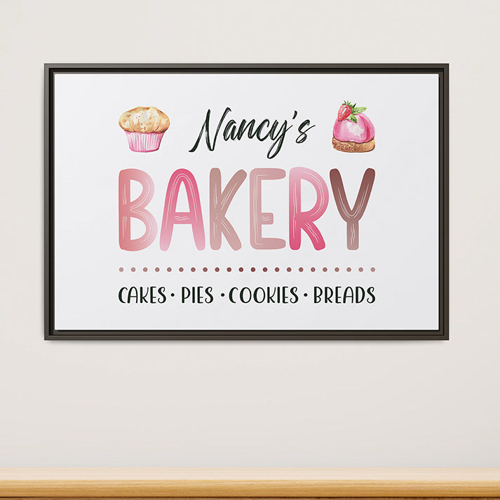 Custom Kids Bakery Sign - Personalized Bake Shop Sign for Play Kitchen & Girls Playroom Decor - Watercolor Baking Party Sign - Custom Kitchen Decor Gift for Daughter, Mom, or Grandma