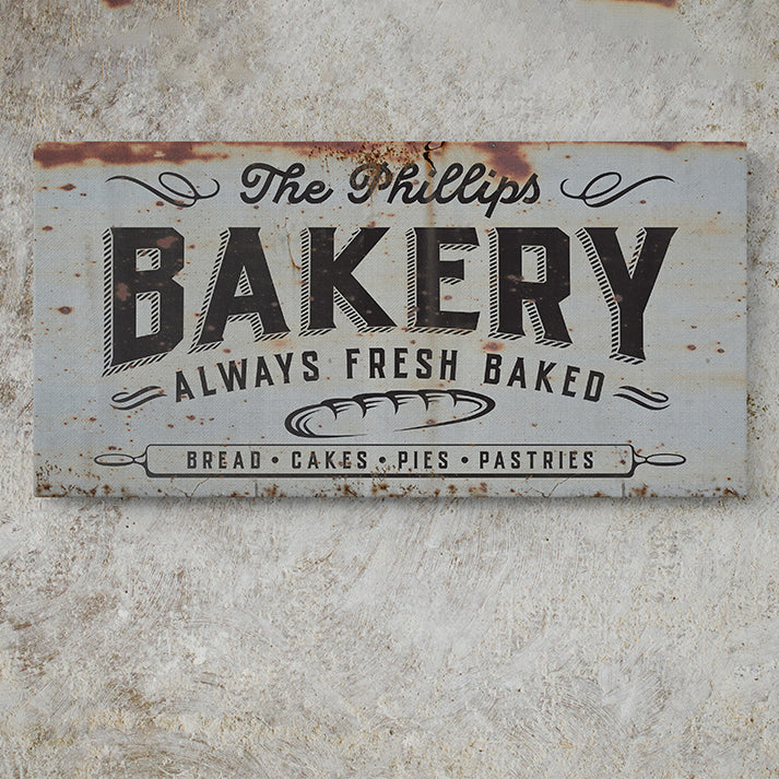 Pesonalized Rustic Farmhouse Bakery Sign - Custom Vintage Wooden Kitchen Decor - Fresh Bread, Pies & Cakes - Wall Art for Bakers, Farmers & Baking Lovers