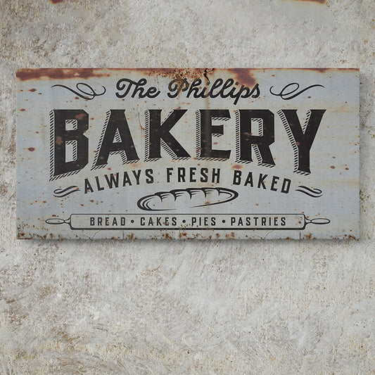 Pesonalized Rustic Farmhouse Bakery Sign - Custom Vintage Wooden Kitchen Decor - Fresh Bread, Pies & Cakes - Wall Art for Bakers, Farmers & Baking Lovers
