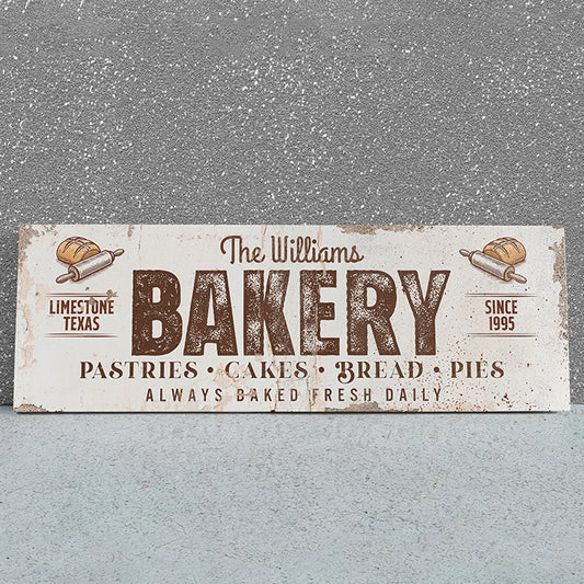 Custom Rustic Bakery Sign - Vintage Style Farmhouse Bakery Decor, Personalized Fresh Bread, Pies & Cake Sign for Bake Shops, Farmers Bakery, Cake Shop, Gift for Bakers & Bakery Owners