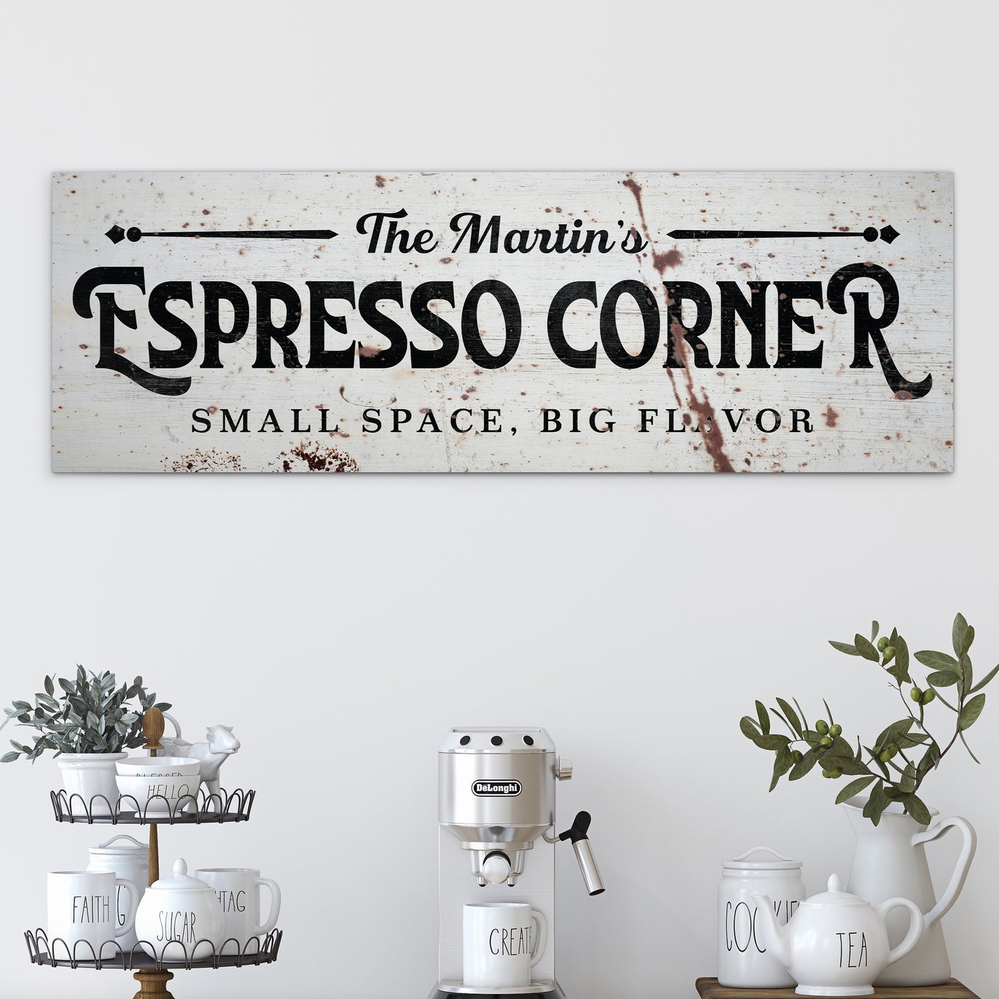 Custom Coffee Bar Sign - Personalized Rustic Espresso Corner Sign - Custom Kitchen Wall Art for Cozy Small Coffee Bar