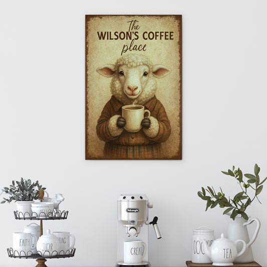 Custom Rustic Cow Coffee Bar Sign - Personalized Wall Art for Coffee Station - Fluffy Scottish Cow Coffee Bar Sign - Coffe Shop Sign Wall Art