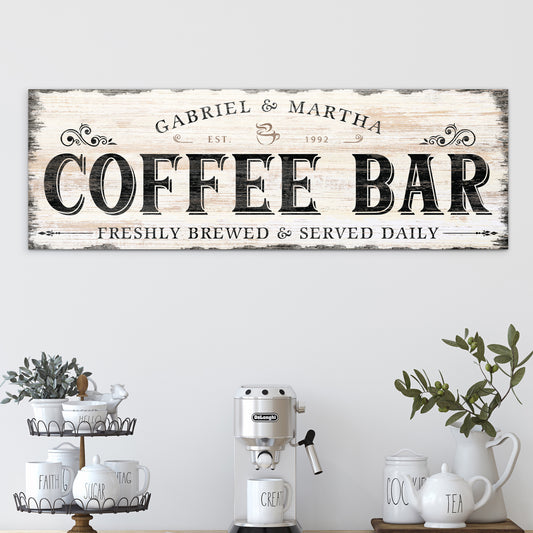 Personalized Coffee Bar Sign for Coffee Cart or Kitchen - Custom Coffee  Canvas Wall Art - Modern Farmhouse Café Decor - Freshly Brewed Premium Coffee Sign