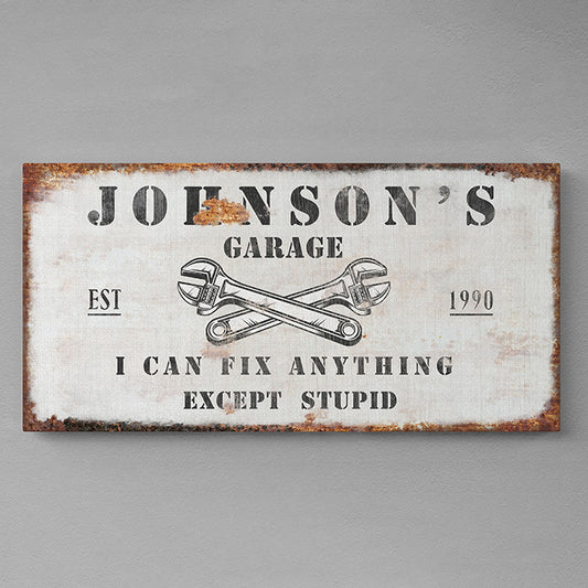 Custom Garage Sign - Personalized Workshop Sign for Dad, Man Cave Decor, Large Garage Wall Art, Outdoor Name Sign, Mechanic Shop Sign, Father's Day Gift