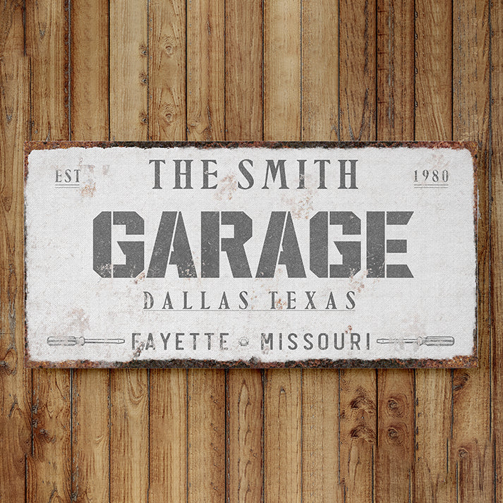 Custom Personalized Garage Sign - Vintage Sign for Dad's Garage, Workshop, Custom Car Signs, Mechanic Gifts for Men, Father's Day Gift, Premium Quality Garage Wall Art