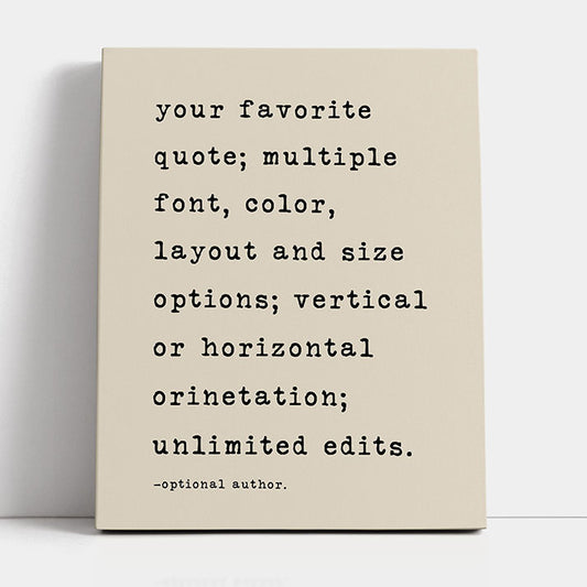 Personalized Monogrammed Wall Art - Custom Quote Print on Canvas, Wall Art With Your Text, Song Lyrics, or Motivational Quotes - Framed Canvas Typography Poster for Home Décor, Gifts, and Inspirational Artwork