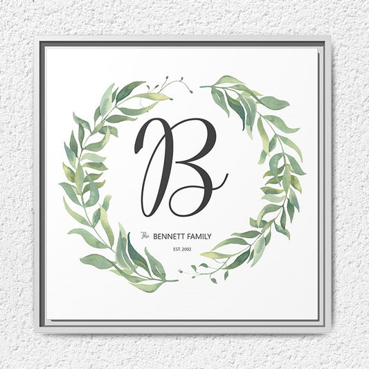 Personalized Monogrammed Wall Art | Custom Name Print | First Anniversary Gift | Housewarming Gift | Modern Farmhouse Decor | Baby Name Sign | Nursery Wall Art | Watercolor Initial Print | Wedding Monogram