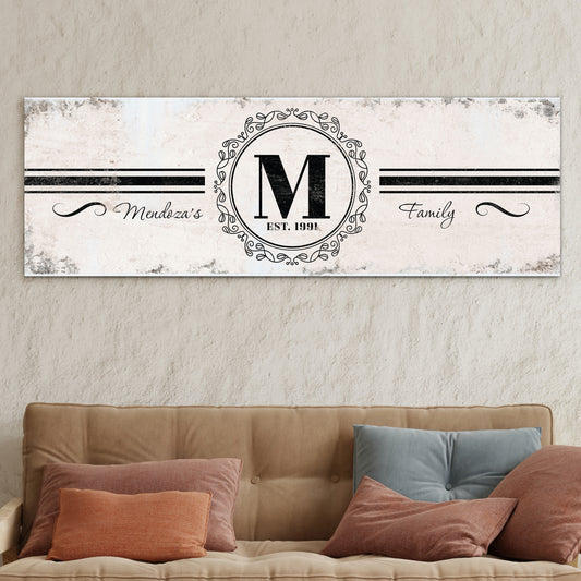 Personalized Family Last Name Sign - Custom Rustic Farmhouse Style Canvas Wall Art with Elegant Lettering, Vintage-Inspired Designs - Perfect Newlywed Gift and Family Established Name Decor