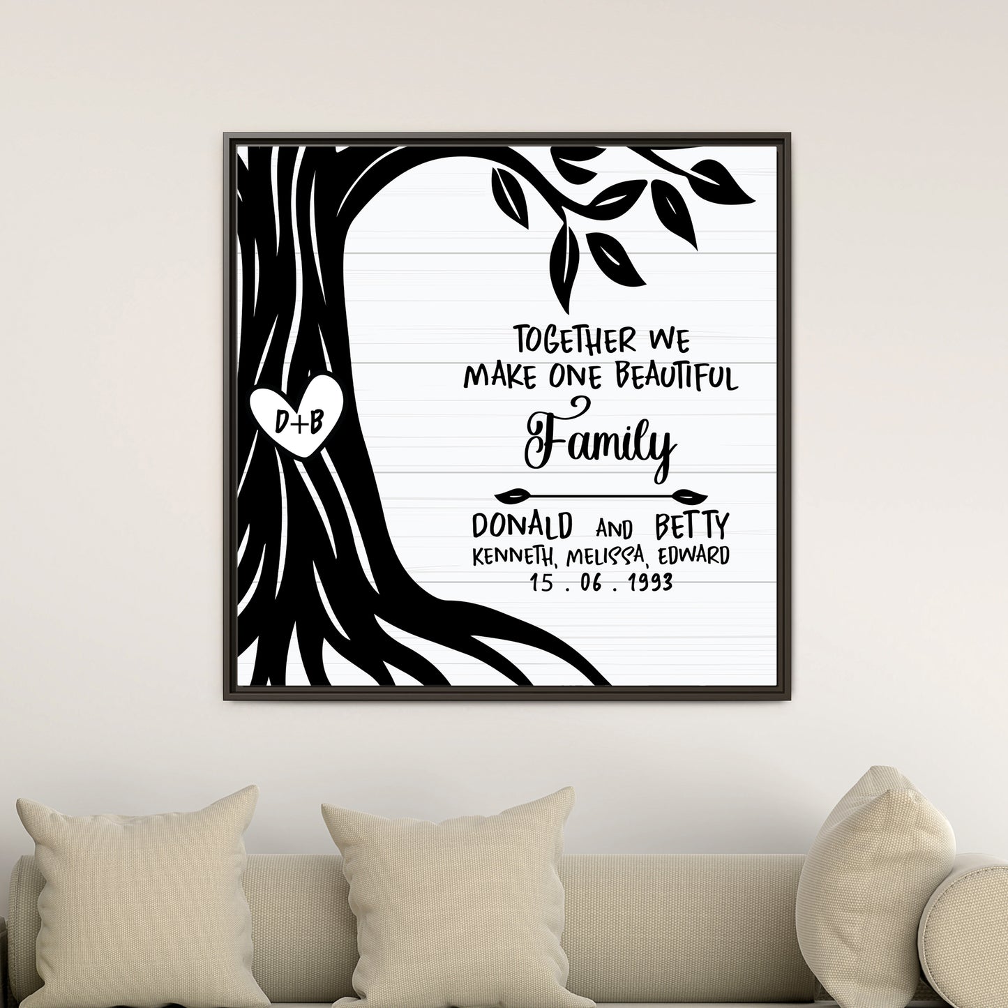Custom Family Tree Sign - Personalized Family Tree Template, Ancestral Pedigree & Genealogy Chart Wall Art -Adoption Quote - Second Marriage Decor