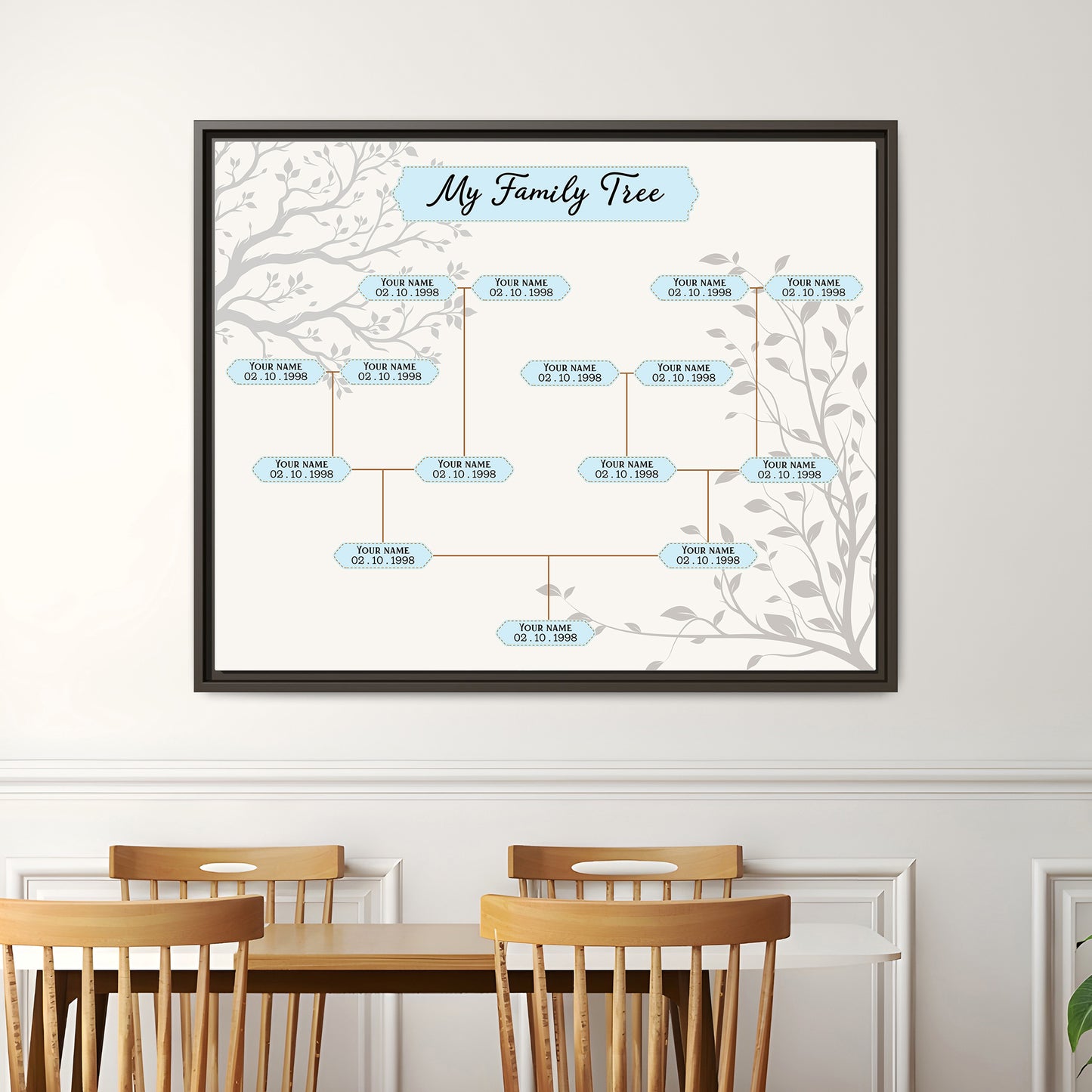 Custom Family Tree Sign Template for 6 Generations - Personalized Genealogy & Ancestry Pedigree Chart - Family History & Sibling Tree - Ancestral & Geneology Templates in Word