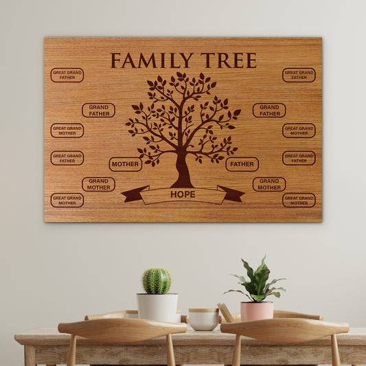 Personalized Family Tree Sign Wall Hanging - Custom Family Tree Sign - Gift for Kids, Grandparents, Mom, Anniversary, Valentine’s Day, Grandparents’ Day & Birthday