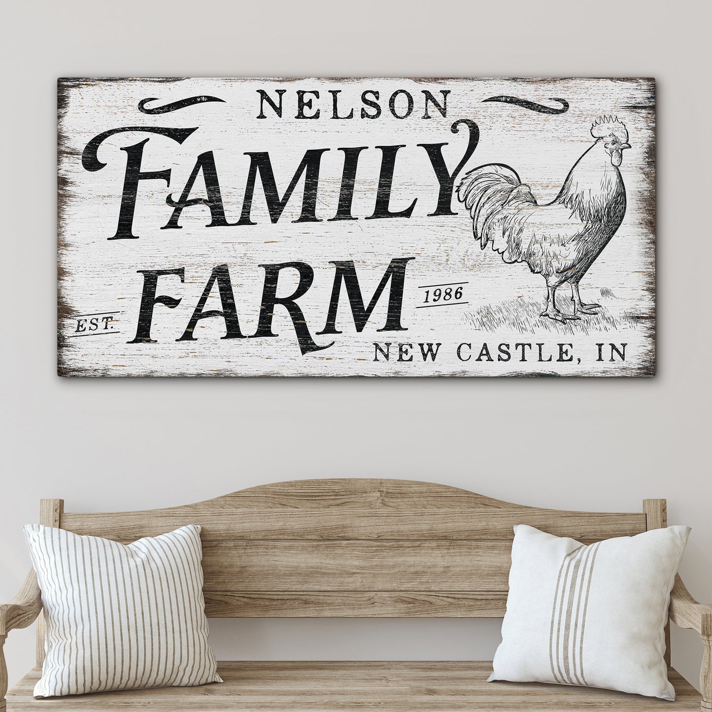 Custom Farmhouse Family Name Sign – Personalized Rustic Wall Art with Established Date | Vintage Modern Farm Decor for Kitchen, Yard, Barn, or Homestead | Chicken Coop, Cattle Ranch, Farmhouse Wall Hanging Gift