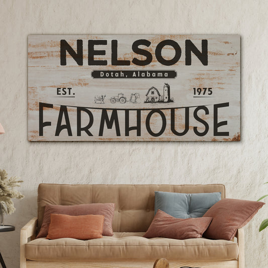 Personalized Farmhouse Sign with Family Name and Established Date – Custom Homestead and Cattle Ranch Wall Decor, Rustic Farm Sign for Housewarming, Realtor Closing Gift, or Country Kitchen Decoration