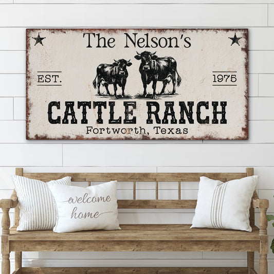 Custom Farmhouse Sign – Personalized Farmhouse Wall Art with Family Name and Established Date, Cattle Ranch Sign, Rustic Western Ranch Decor, Cowboy Gift