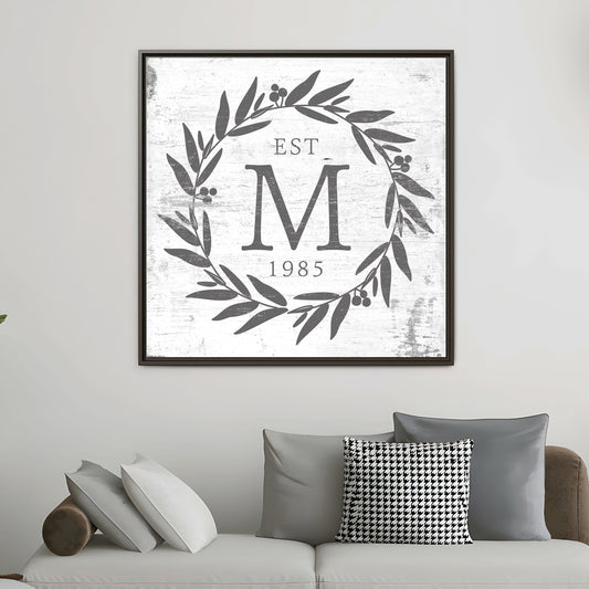 Personalized Monogram Family Last Name Sign - Custom Wall Art with Established Date for Home Décor, Wedding Gift, Farmhouse Style, Entryway or Living Room