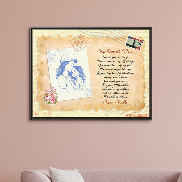 Personalized Mothers Day Sign - Custom Mothers Day Gift from Daughter or Son | Gift for Mom | Wooden Frame| Custom Canvas Poster for Mother's Day Celebration