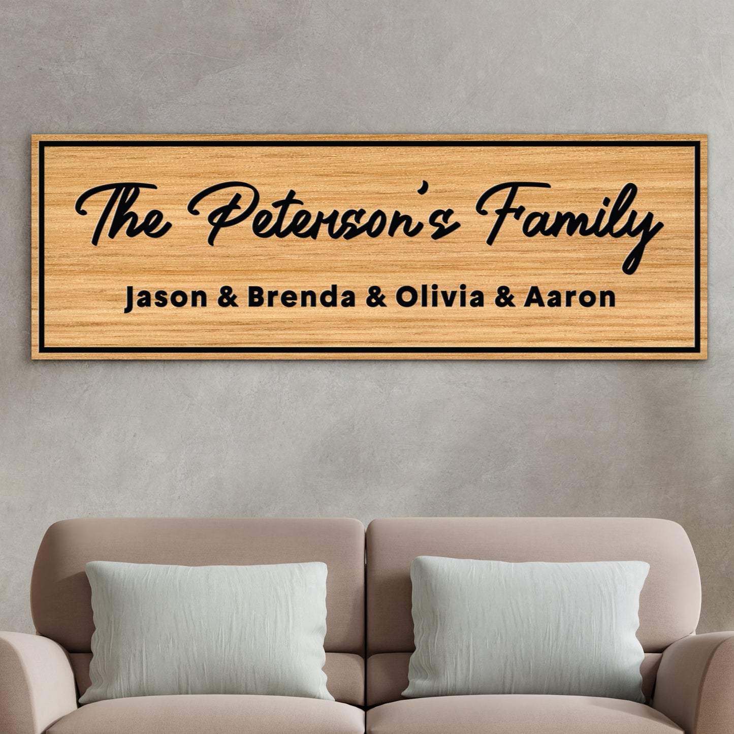 Personalized Family Name Sign with Kids' Names - Custom Wood Framed Kid Name Wall Art - Farmhouse Home Décor - Wedding Gift - Housewarming Present - Rustic Style Living Room or Bedroom