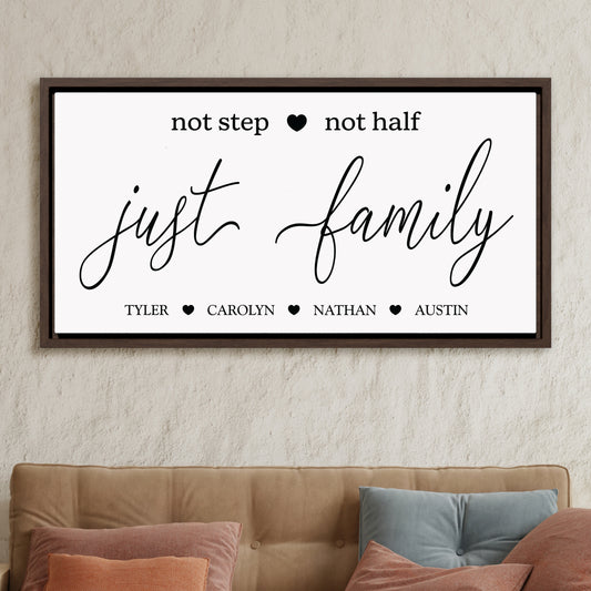 Personalized Family Sign with Kids' Names - Custom Blended Family Wall Art, Wood Framed Canvas Print for Living Room, Entryway, Nursery or Porch
