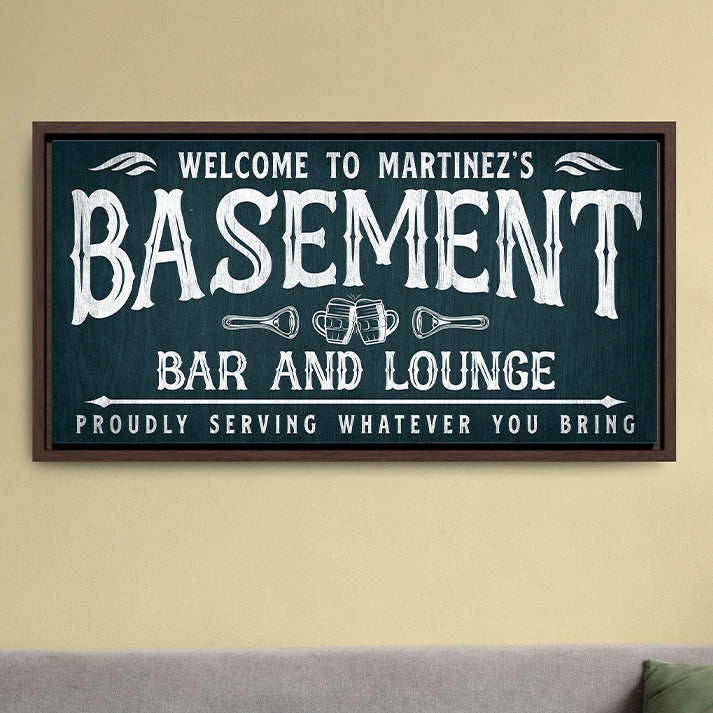 Personalized Basement Bar and Lounge Sign | Vintage Bar Sign | Home Pub & Man Cave Decor | Custom Hanging Bar Sign | Cocktail Menu & Wall Art
