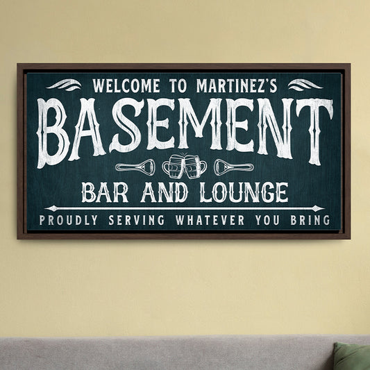 Personalized Basement Bar and Lounge Sign | Vintage Bar Sign | Home Pub & Man Cave Decor | Custom Hanging Bar Sign | Cocktail Menu & Wall Art