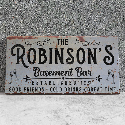 Personalized Basement Bar Sign | Custom Wood Signs for Home Bar, Man Cave, Pub & Basement Decor | Signature Cocktail Menu, Wedding Bar Sign, Rustic & Modern Bar Sign | Customizable Pub Hanging Sign for Men