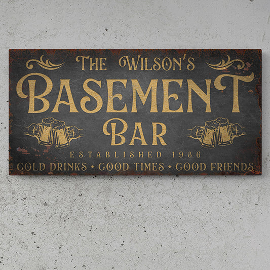 Personalized Family Basement Bar Sign | Custom Wood Pub Signs for Man Cave, Basement Bar, Wine Cellar, and Game Rooms | Rustic Bar Decor, Groomsmen Gifts, Housewarming, and Custom Family Name Signs