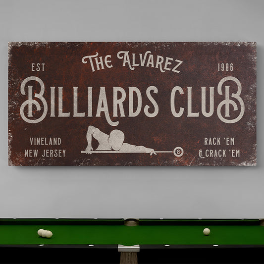 Custom Billiards Sign | Personalized Pool Room, Man Cave, Bar, and Game Room Decor | Quality Billiards Lounge Sign | Custom Father's Day Gift, Pub Sign, and Snooker Art