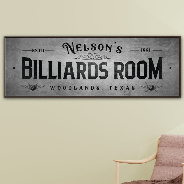 Custom Billiards Room Sign - Personalized Pool Hall Decor, Man Cave Signs, Game Room Wall Art, Family Name, Pool Table Room Sign, Billiards Lounge, Father's Day Gift, and Pool Players Gifts