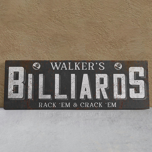 Custom Billiards Signs | Personalized Pool Hall Decor, Game Room, Man Cave, and Pool Table Signs | Quality Billiard Room, Saloon, and Bar Signs | Unique Custom Gifts for Billiards Fans, and Family Gifts