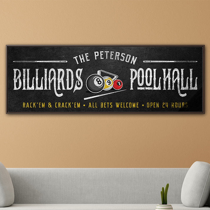 Personalized Billiards Sign | Custom Pool Hall & Game Room Wall Decor | Rustic Vintage Wooden Man Cave Sign for Bar, Lounge, Basement, or Pool Table Room