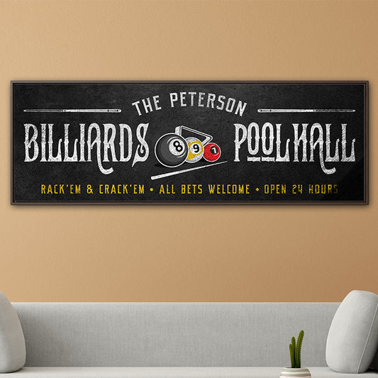 Personalized Billiards Sign | Custom Pool Hall & Game Room Wall Decor | Rustic Vintage Wooden Man Cave Sign for Bar, Lounge, Basement, or Pool Table Room