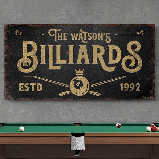 Personalized Billiards Sign - Custom Billiards Lounge & Darts Sign for Man Cave, Game Room, Bar, Pub, or Basement - Vintage Wall Decor & Rustic Gift for Him, Father's Day, or Club House