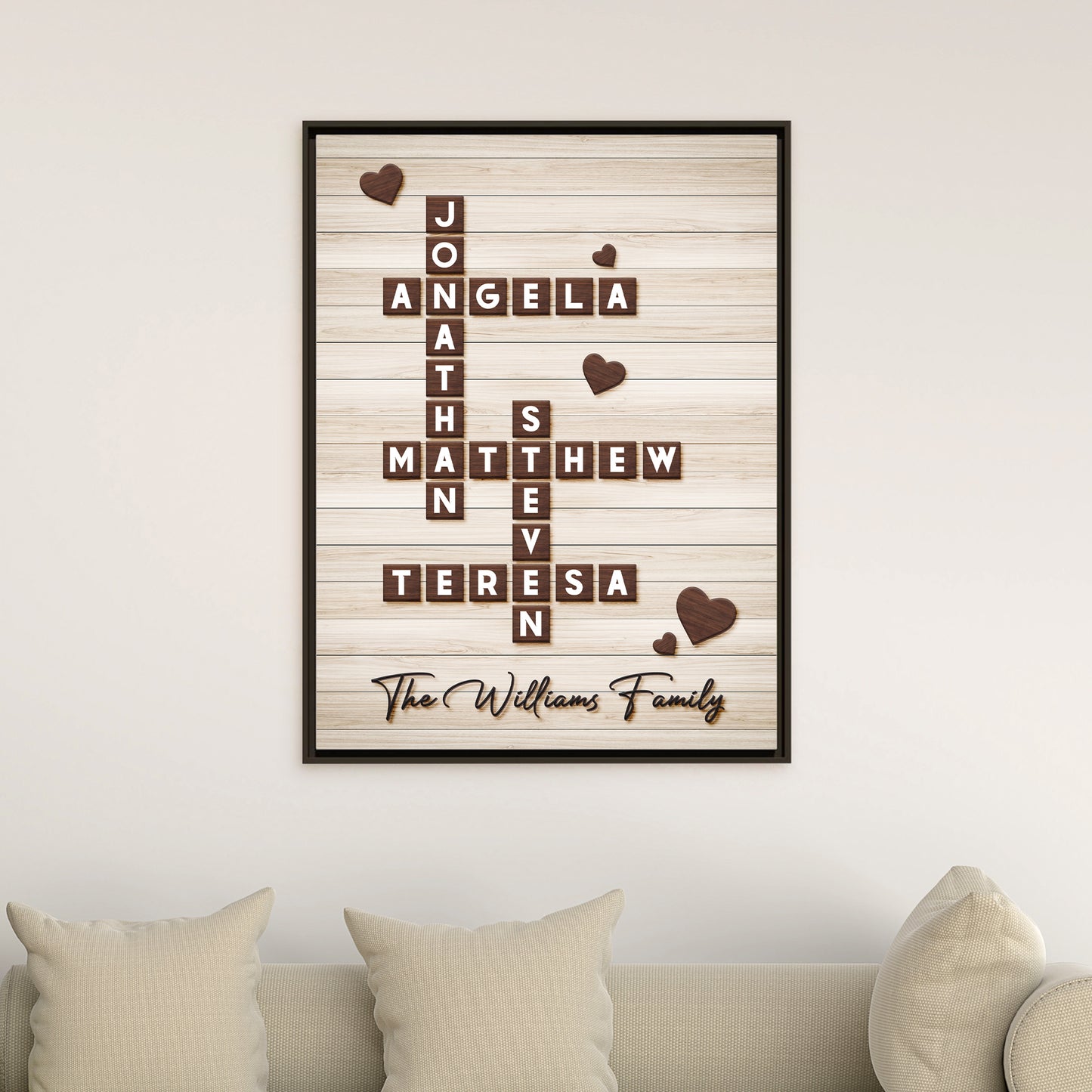 Personalized Family Name Signs Scrabble - Custom Scrabble Family Name Decor - Family Name Crossword Sign - Grandparents & Mother’s Day Gift
