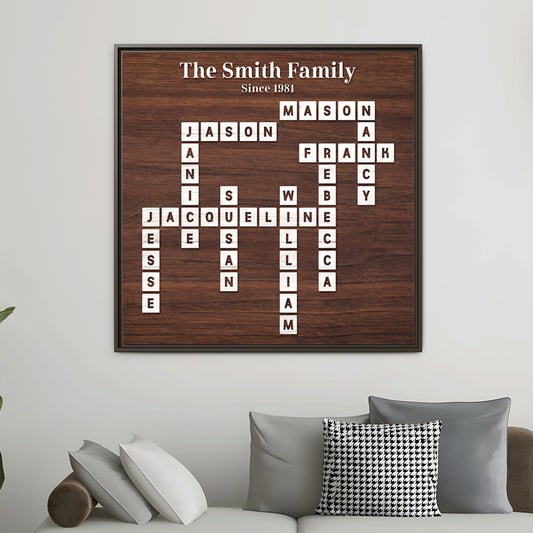 Personalised Scrabble Family Name Sign - Custom Family Tree Name Frame with Letter - Unique Scrabble Art Keepsake for Christmas, Weddings, Anniversaries & Family Gifts