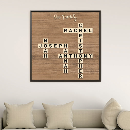 Personalized Scrabble Family Name Sign - Custom Scrabble Family Name Wall Art - Crossword Puzzle Sign for Family Names