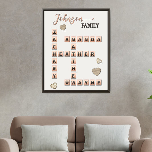 Personalized Scrabble Puzzle Family Name Signs - Custom Family Name & Grandkids Crossword Wooden Sign, Last Name Wall Art for Christmas, Weddings, Anniversaries