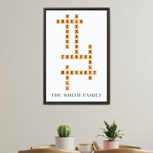 Personalised Family Scrabble Name Sign - Custom Crossword Name Signs for Weddings, Anniversaries, Valentine’s Day & Family Gifts