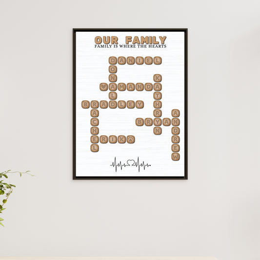 Personalized Family Name Signs Scrabble - Custom Wooden Family Name & Grandkids Crossword Sign - Scrabble Puzzle Sign - Home Décor & Grandparents Christmas Gift
