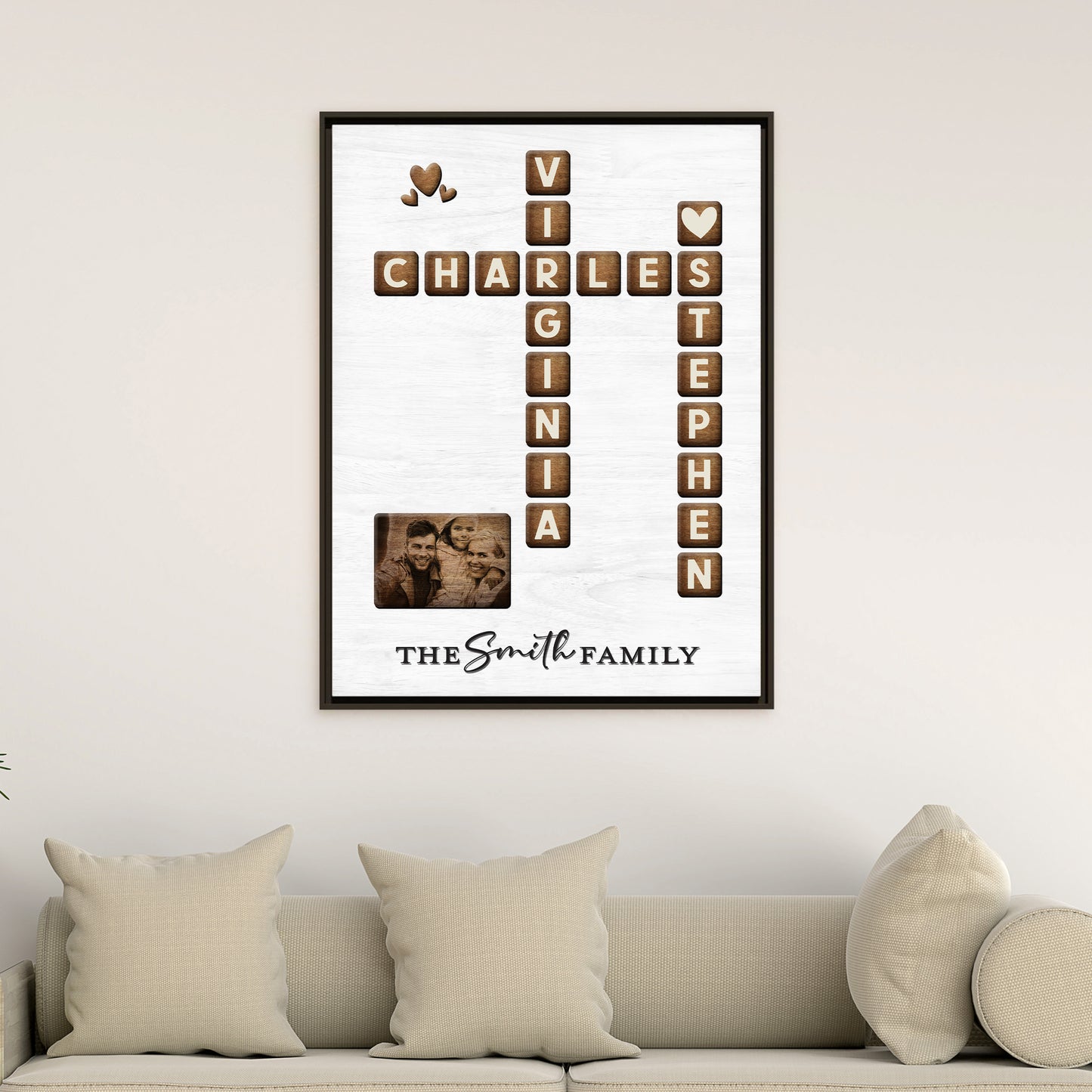 Personalized Family Name Sign Scrabble - Custom Family Name Scrabble Wall Art - Wooden Textured Family Keepsake Poster - Unique Home Décor & Gift