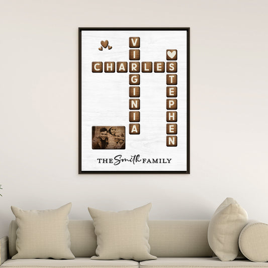 Personalized Family Name Sign Scrabble - Custom Family Name Scrabble Wall Art - Wooden Textured Family Keepsake Poster - Unique Home Décor & Gift