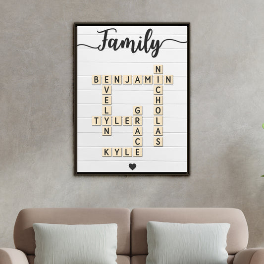Personalized Family Name Scrabble Wall Art - Custom Wooden Name Frame - Crossword Scrabble Name Sign for Home Décor, Anniversary & Family Gift